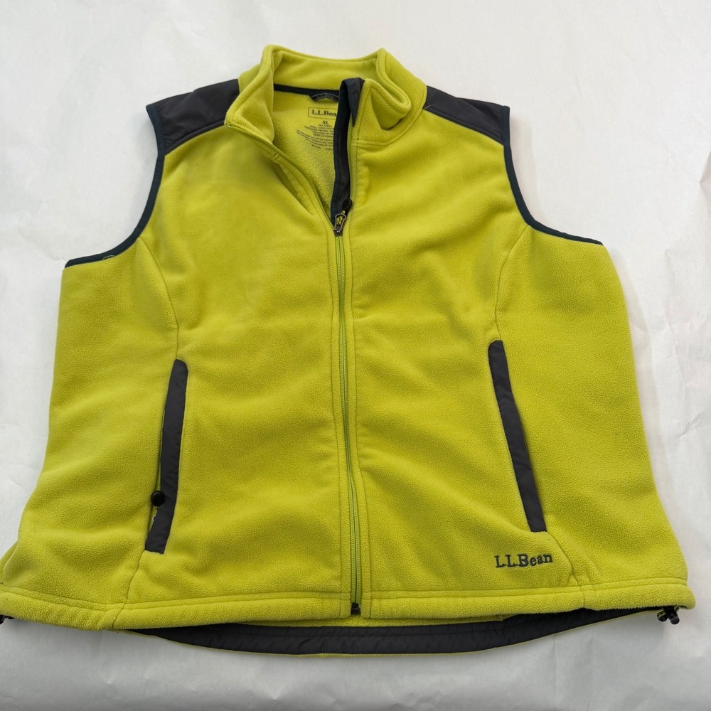 LL Bean Womens Fleece Vest Jacket Zip Up Pockets‎ Polartec Outdoor Green XL